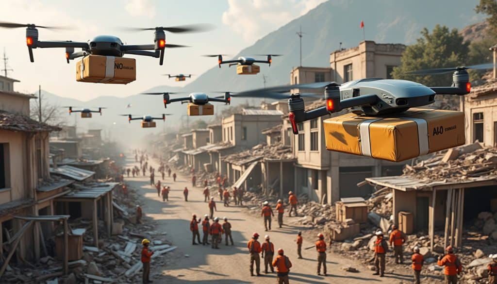 la logistique humanitaire utilise des flottes de drones rapides pour assurer le ravitaillement efficace des sinistrés, garantissant une aide rapide et sécurisée dans les zones difficiles d'accès.